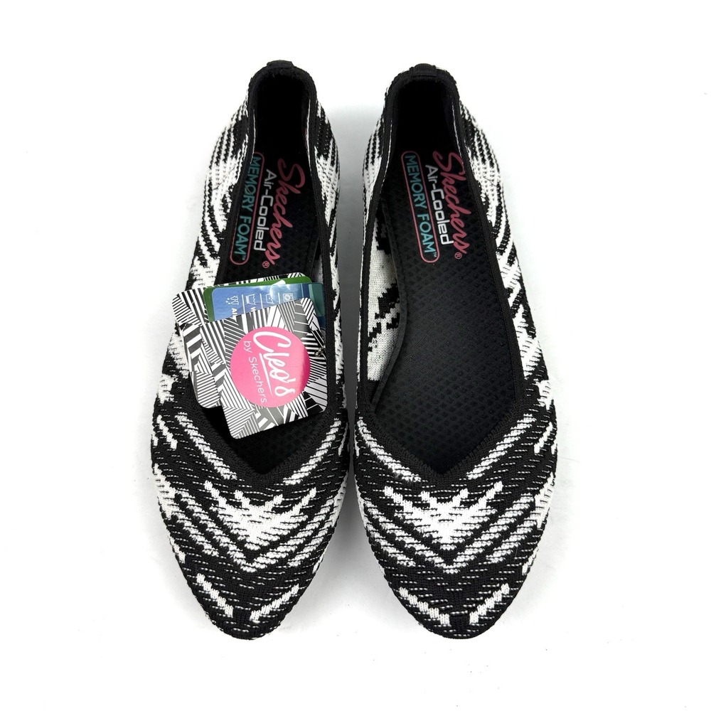 Skechers Cleo Flats 7 Slip On Stretch Knit Vegan Memory Foam Brand New